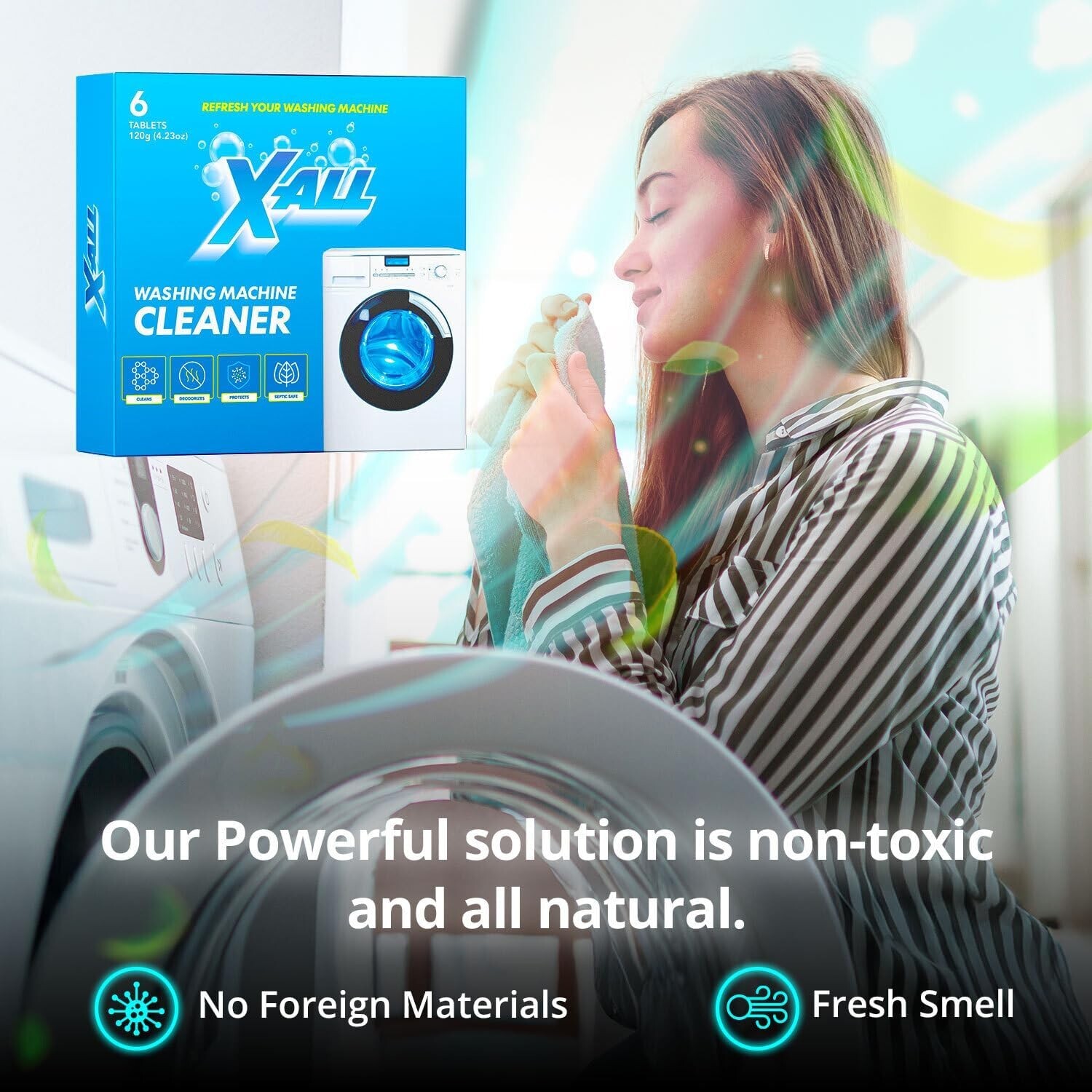 X-ALL Washing Machine Cleaner, 6 Deep Cleaning Tablets Washer Cleaner Deodorizer
