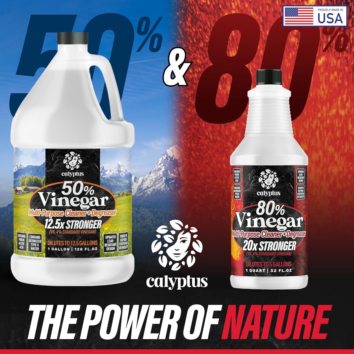 80% Pure Concentrated Vinegar – 32oz Dilutes to 5 Gallons for Powerful Cleaning