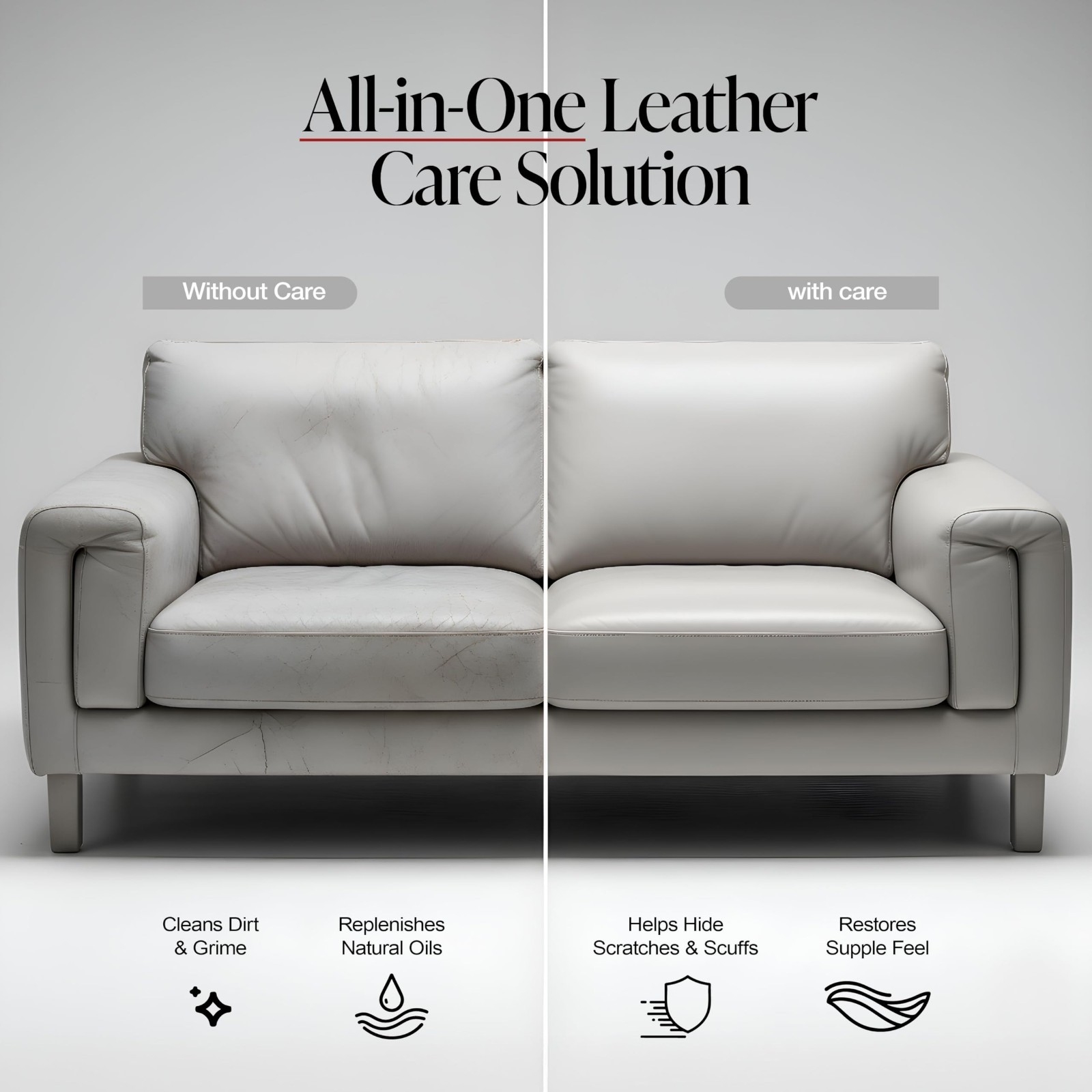 2-in-1 Leather Cleaner & Conditioner 22oz – Restores Oils, Removes Stains, Safe