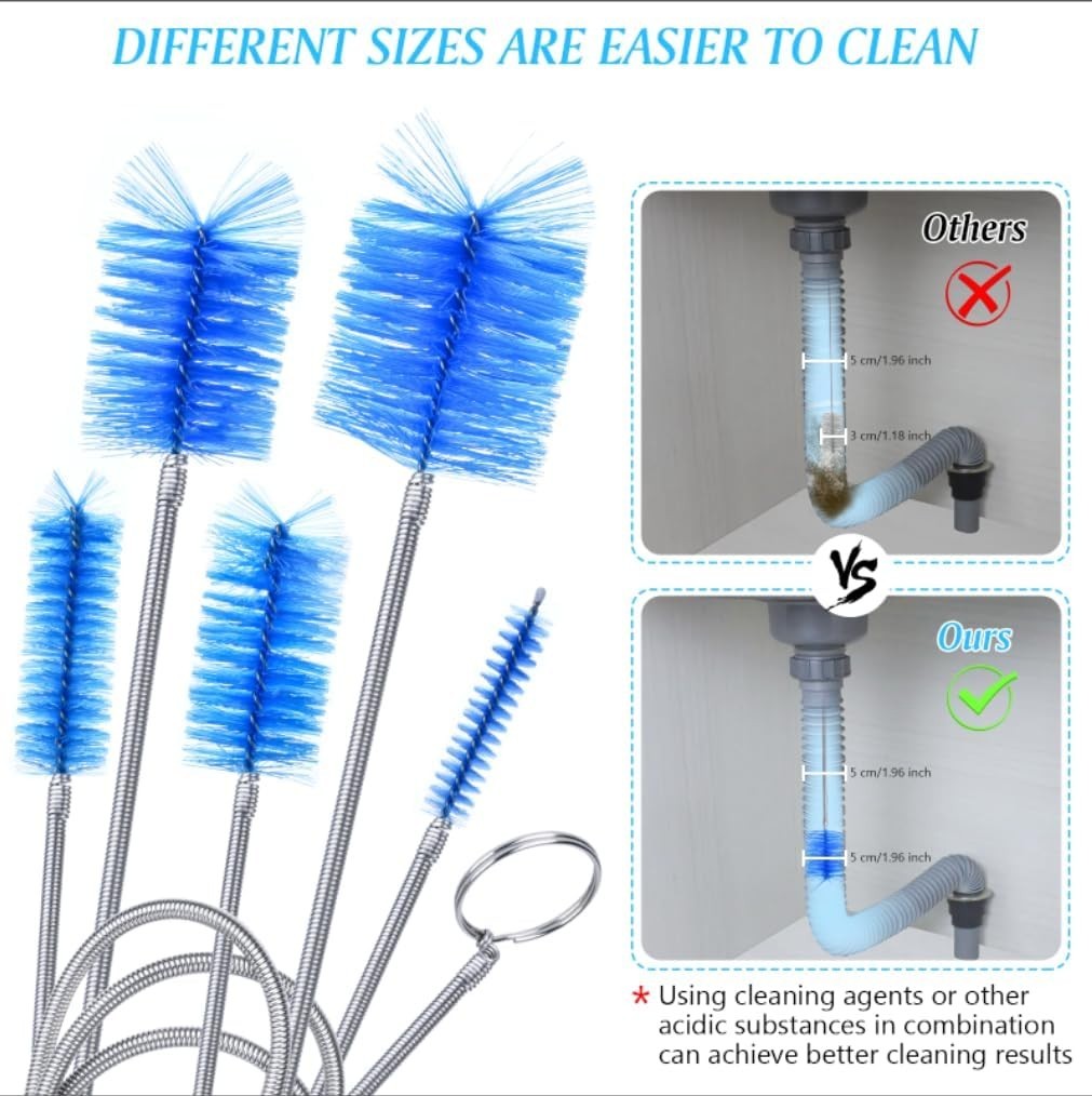 Flexible Long Drain Brush Set, Premium 3 Piece Kit with Double Ended and Stai…