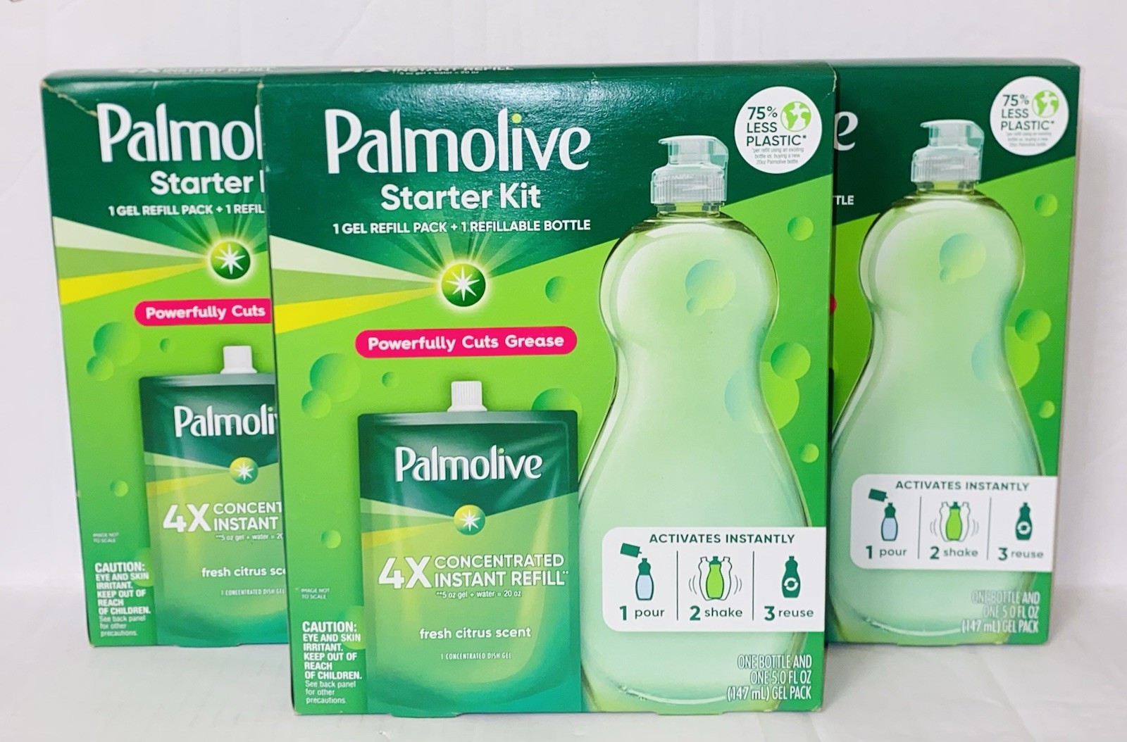 3 New Palmolive Fresh Citrus Dish Soap Starter Kit – 1 Bottle & 1 Gel Refill
