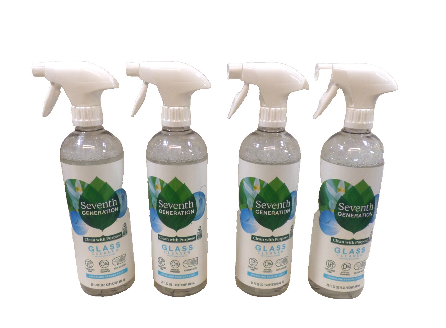Seventh Generation Glass & Surface Cleaner Sparkling Seaside 23 oz Lot of 4
