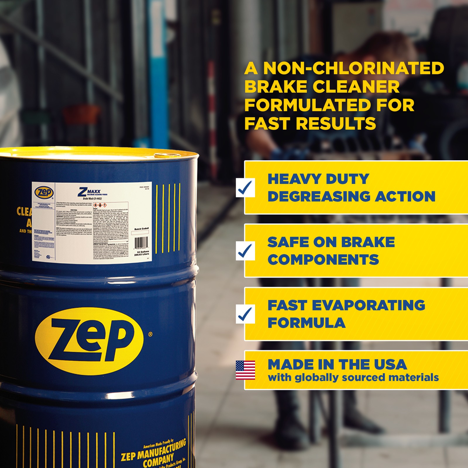 Zep Z-Maxx Brake Wash – 53 Gallon (1 Drum) 66685 – Fast-Acting, Non-chlorinated,