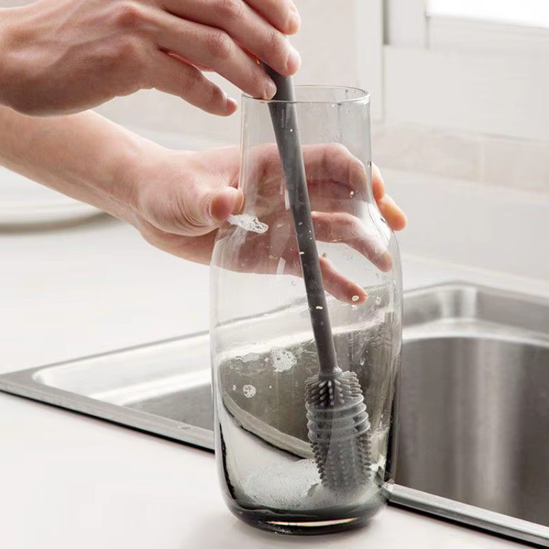 Silicone Bottle Brush Cup Scrubber Glass Cleaner Kitchen Cleaning Tool
