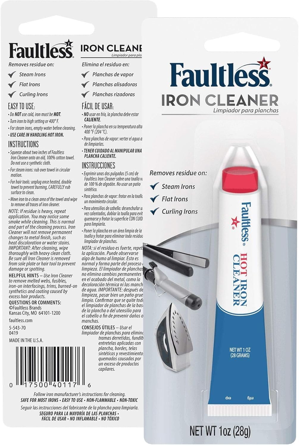 Faultless Hot Iron Cleaner 1oz – Cleans While Iron Heats, Non-Toxic & Effective