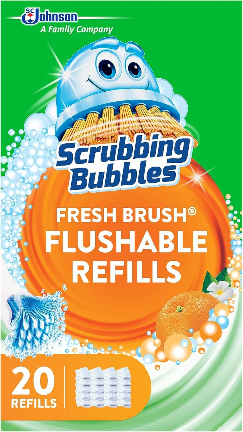 FLUSHABLE TOILET BOWL WAND CLEANER REFILL Fresh Brush Pads Citrus Scent 20 Count
