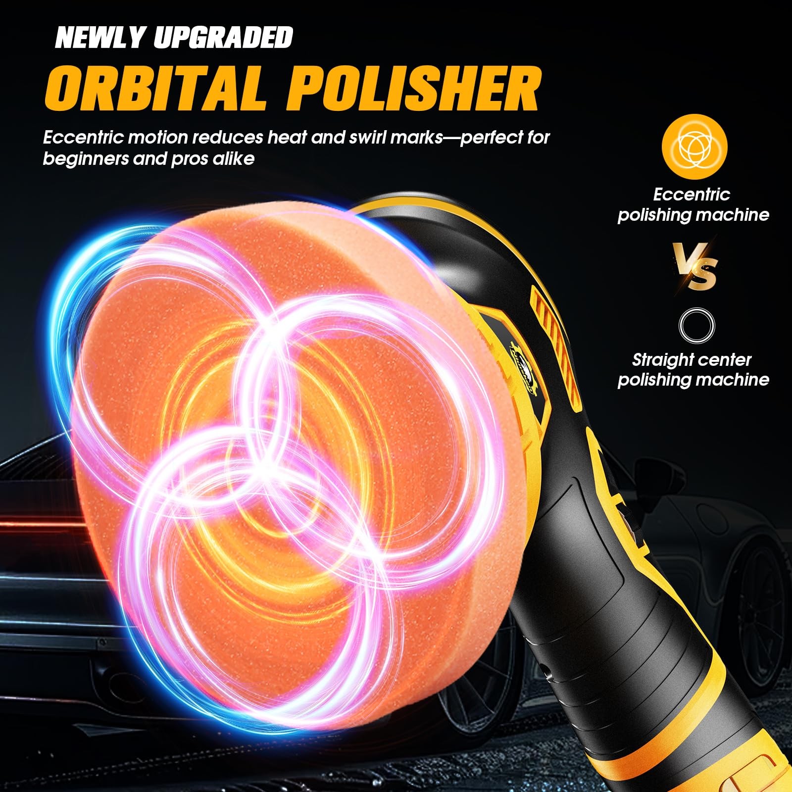 Cordless Car Buffer Polisher kit [2x 2000mAh 21V Batteries & 18 PCS Attachmen…