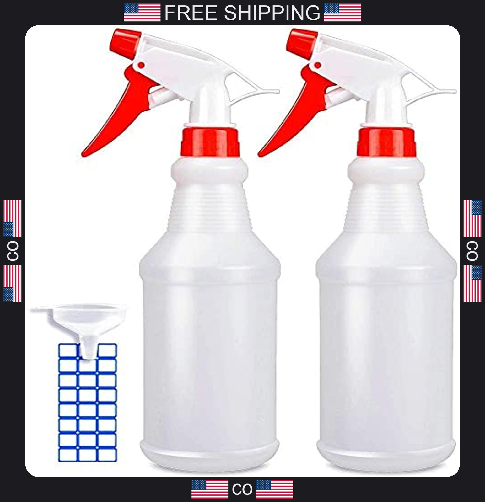 2 Pack 16oz Plastic Spray Bottles for Cleaning and Gardening