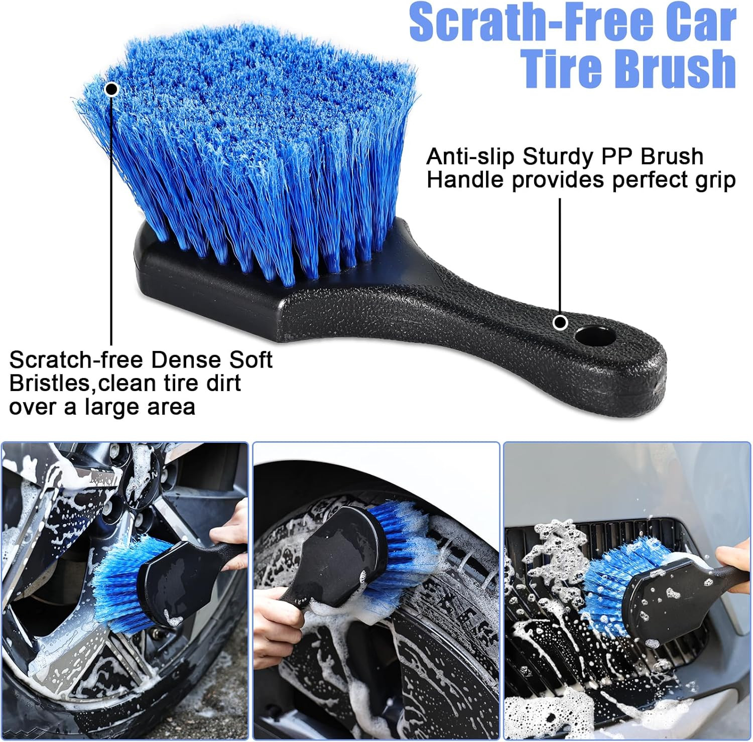 62″ Microfiber Car Wash Brush with Long Handle, Car Washing Blue Set Mitt, Spong