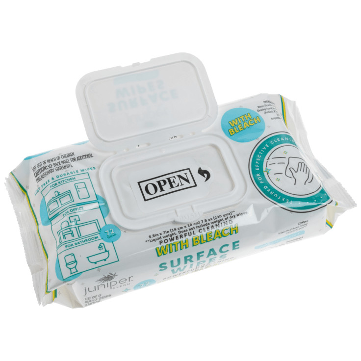 Juniper Clean Multi-Surface Fresh Bleach Scent Wipes – 1 Pack – 72 Count