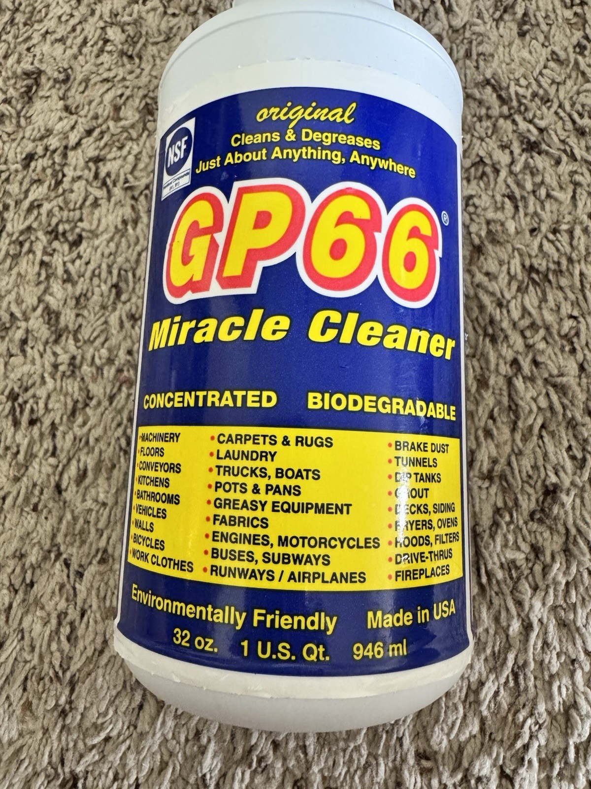GP66 Miracle Cleaner Concentrated Biodegradable 32 oz READ