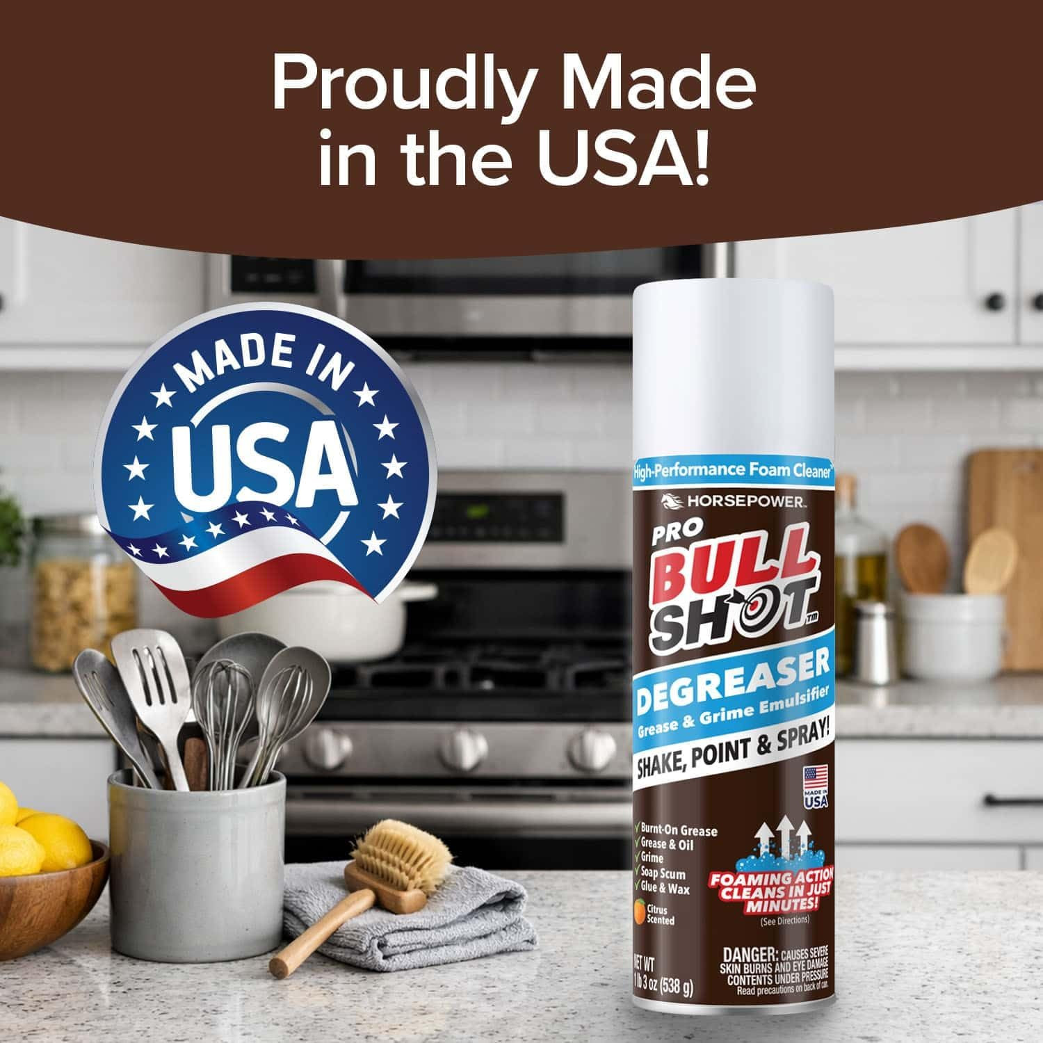 Bull Shot Degreaser Pro, Foaming Degreaser & Grime Remover, Heavy-Duty, as SEEN