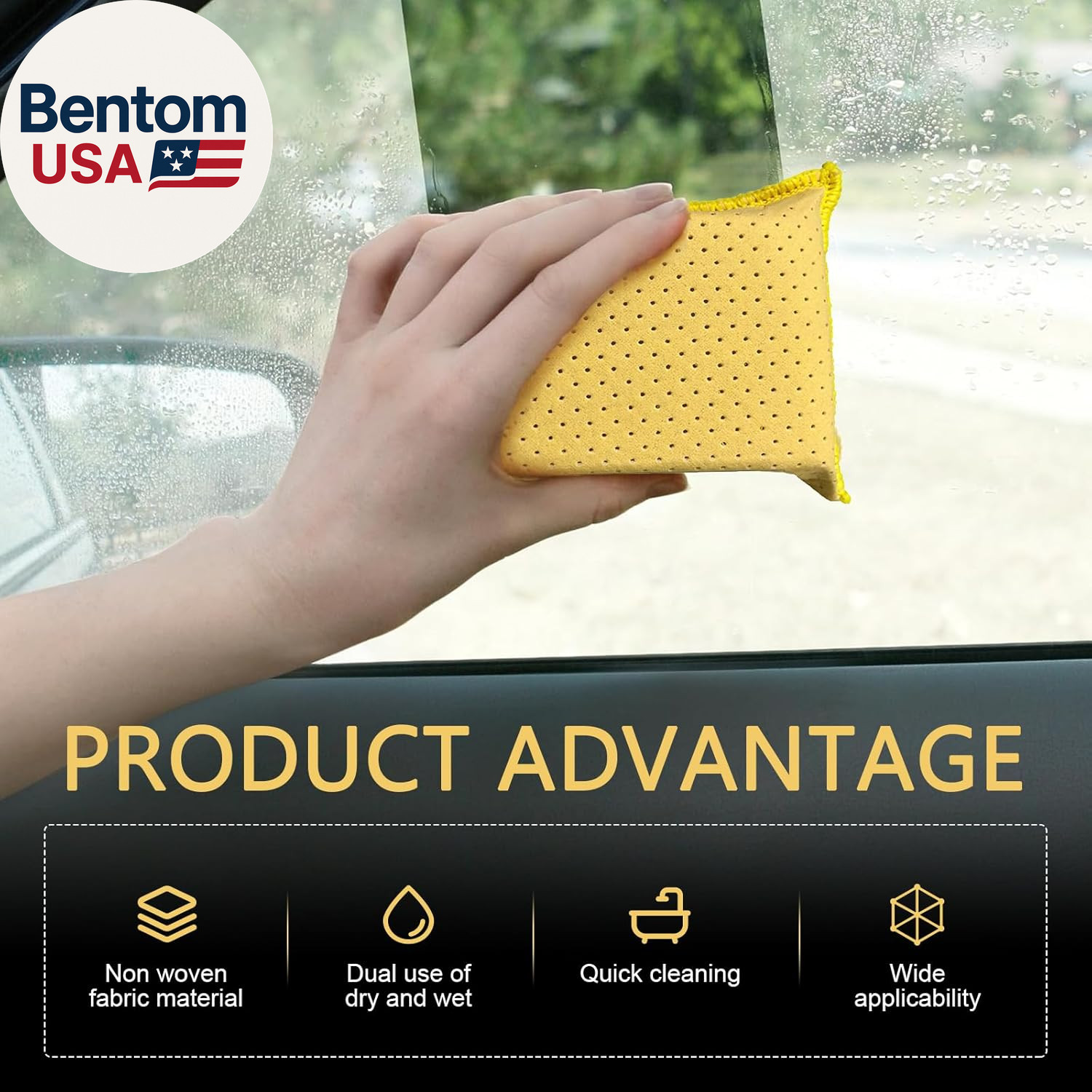 Windshield Cleaning Sponge Block, Double-Sided Microporous Defogger for Car Wind