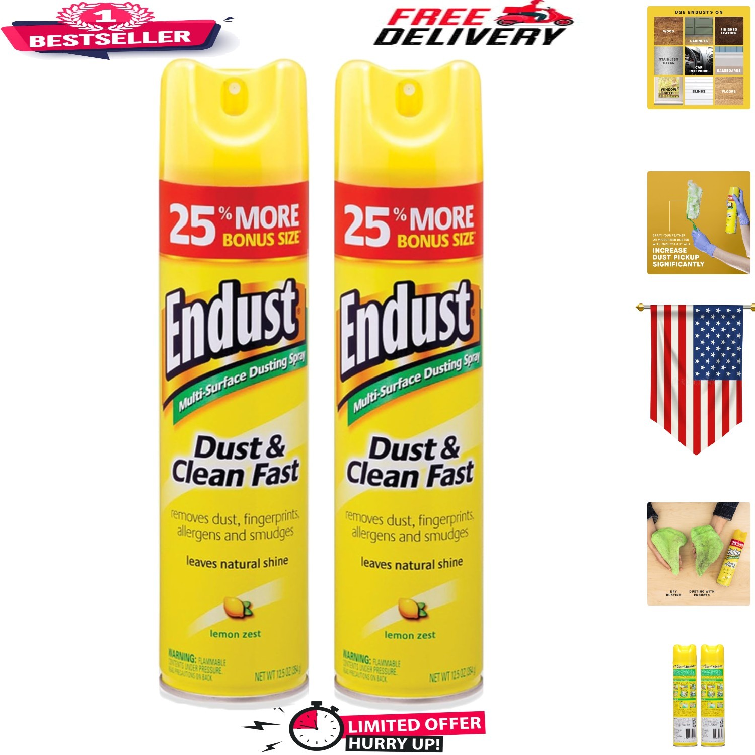 Refreshing Lemon Zest Cleaning Spray – Quick Dust and Allergen Removal (2-Pk)