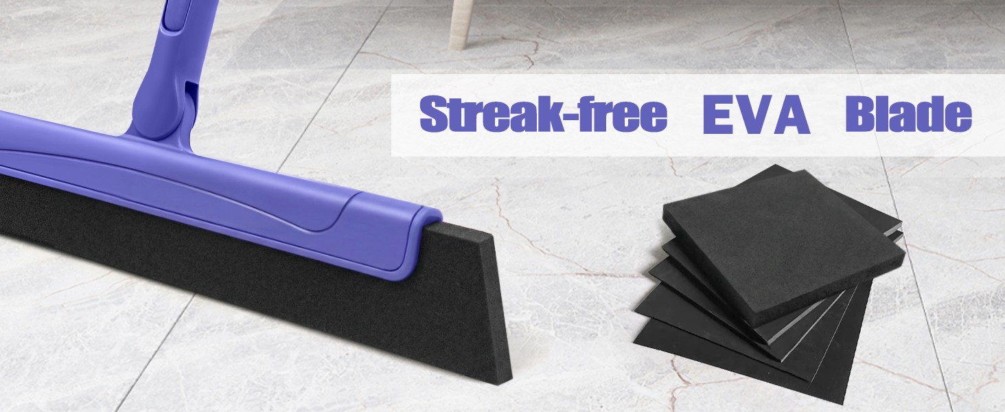 Floor Squeegee with 180° Rotating Head, EVA Foam Blade Squeegee for Floor with