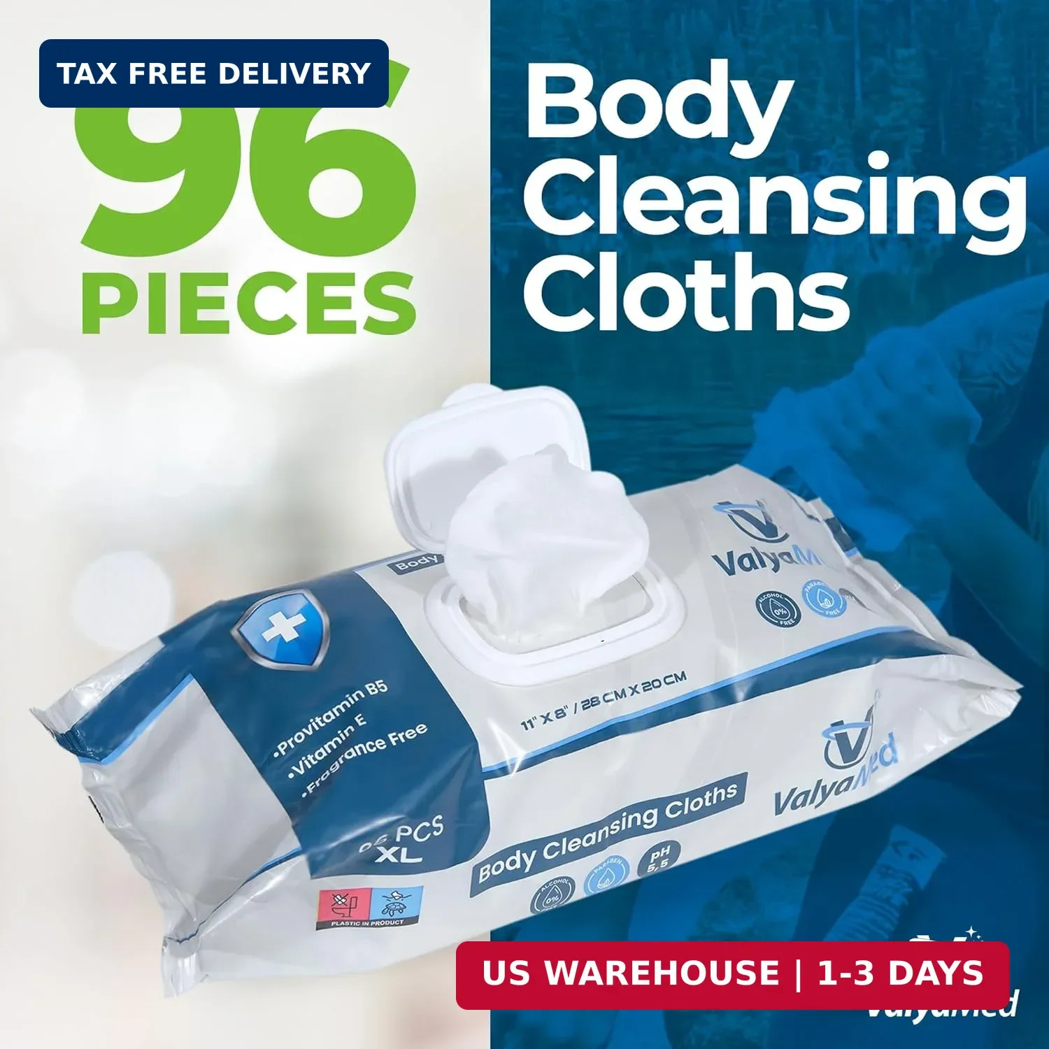Body Wipes for Adults, XL for full Body, Adult and Elderly, Alcohol-Free Inconti