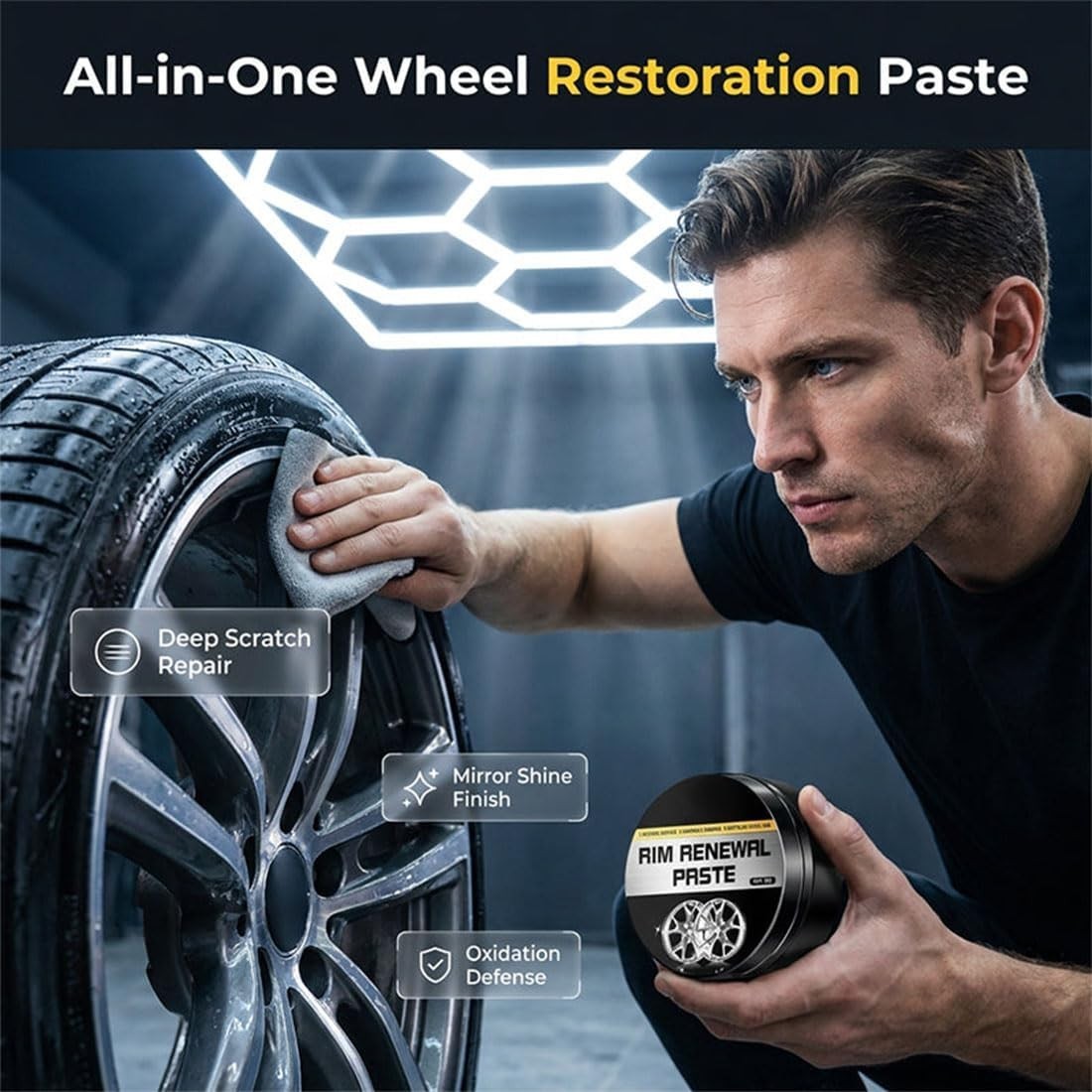 All-in-One Wheel Care&Restoration Paste,Rim Renewal Paste,Curb Rash Repair Kit