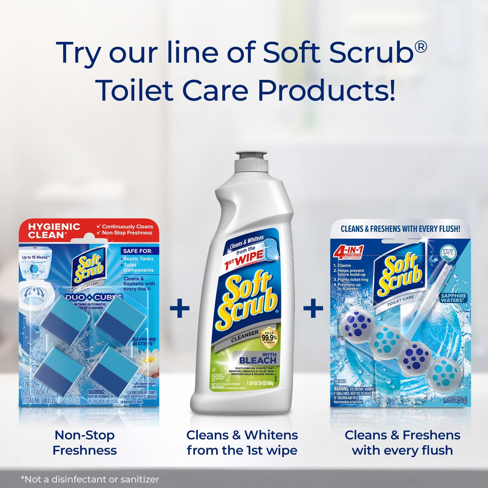 Soft Scrub Duo Cubes Sapphire Waters Toilet Cleaner Pack Of 4 Freshens Stains