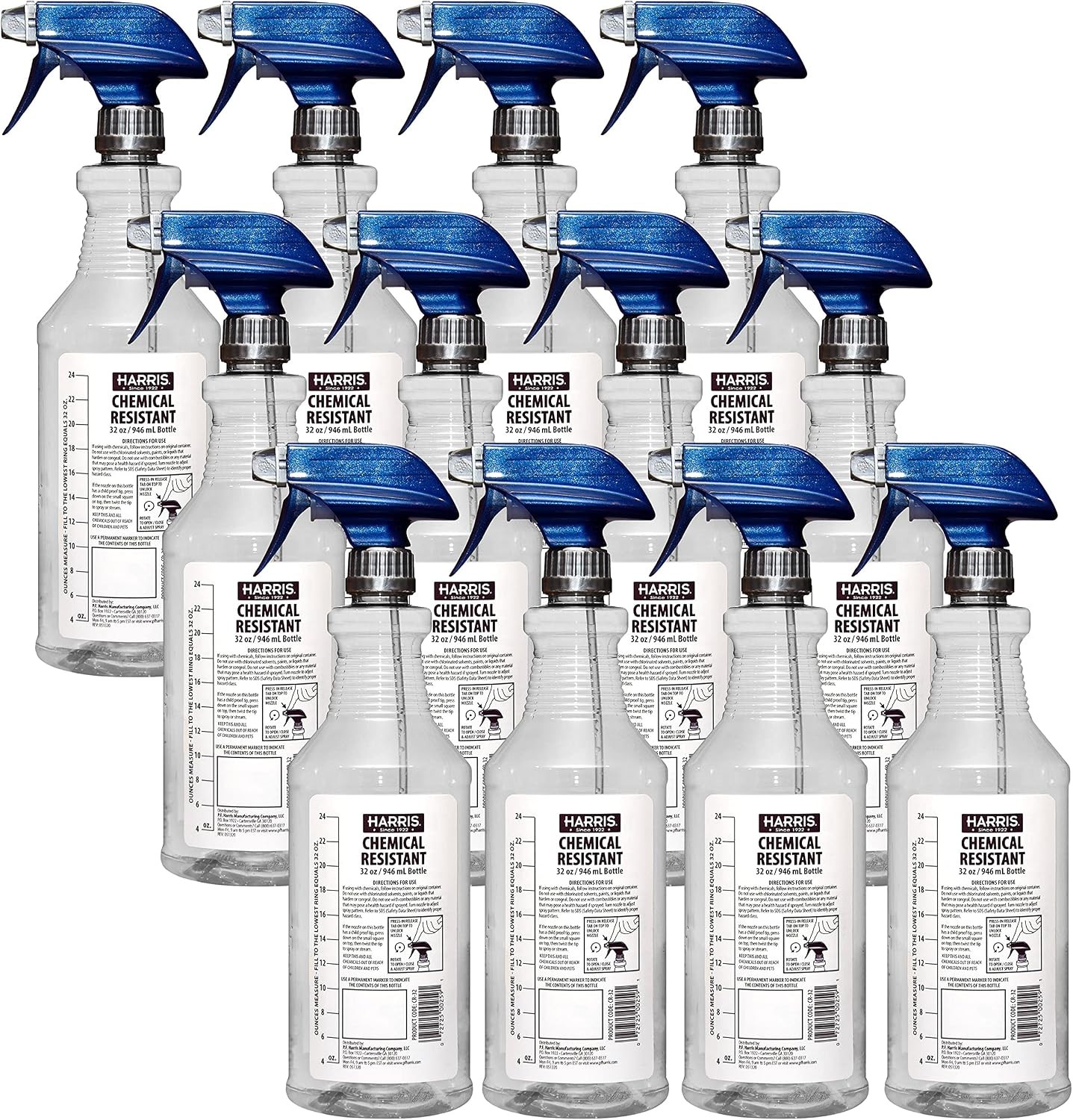 3 Pack 32 Oz Chemical Resistant Spray Bottles Professional Cleaning Water