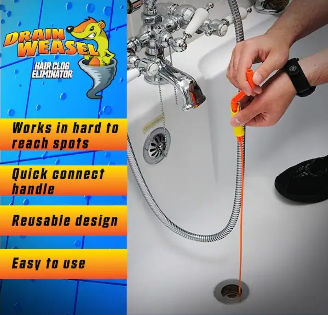 Drain Weasel Hair Clog Kit Unclog Drains No Drain Disassembly Required Spin 360°