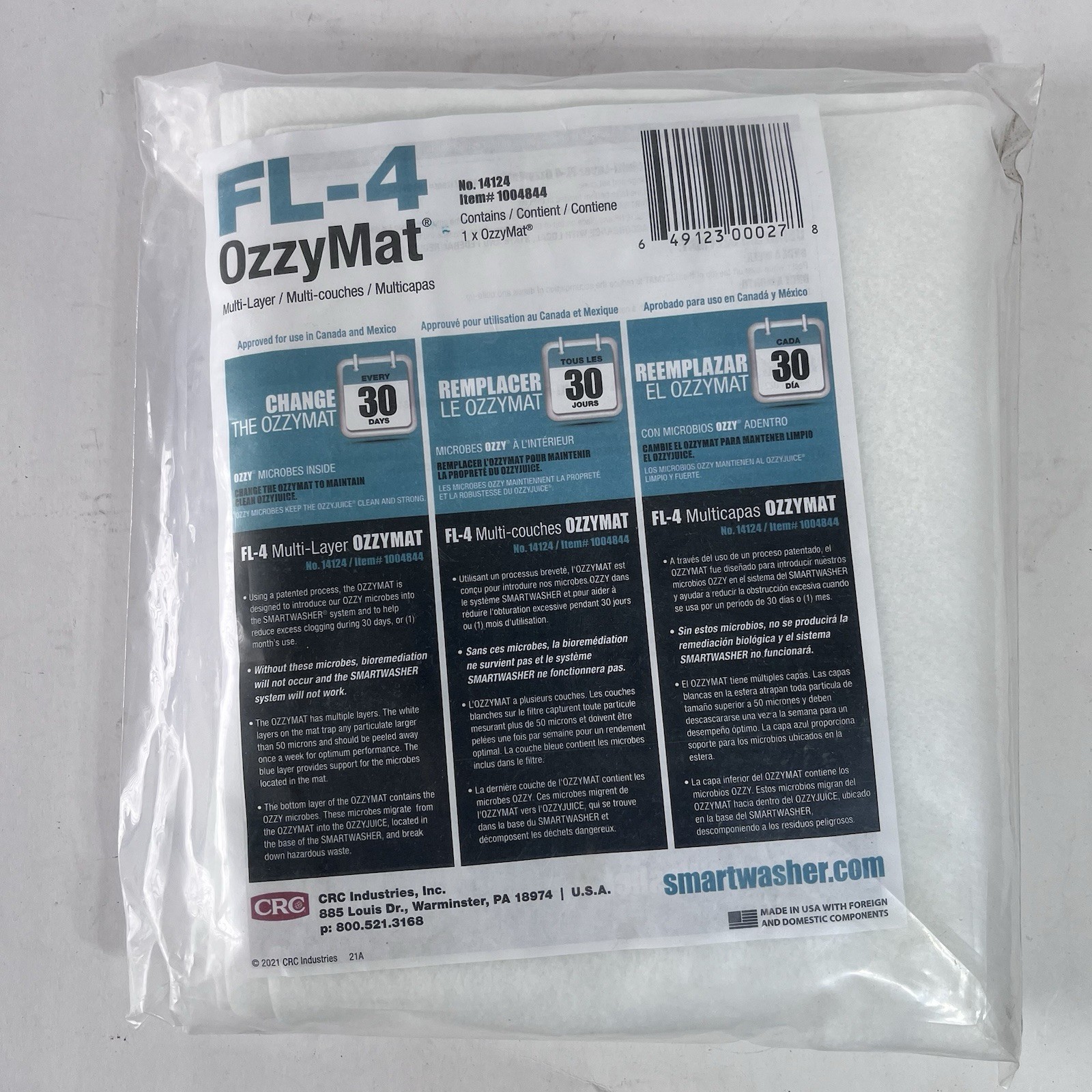 OzzyMat™ FL-4 Multi-Layer Fluid Activation Mats CRC SmartWasher 14124 New NIP