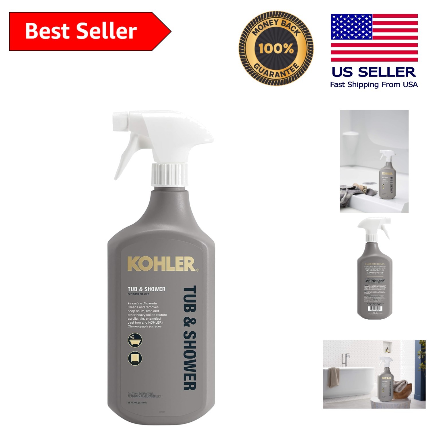 Natural Bathroom Cleaner 28 FL Oz – Fragrance Free & Food Safe for Peace of Mind