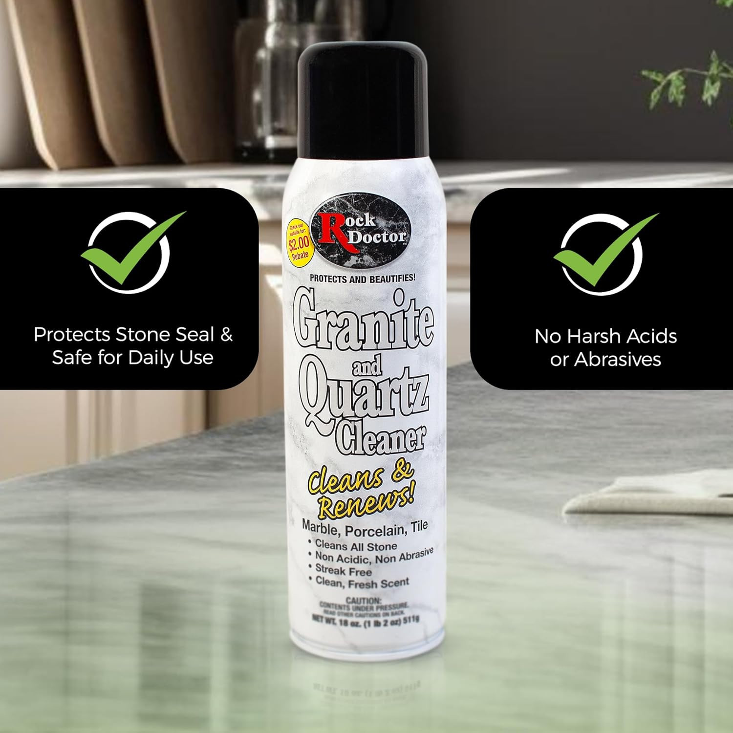 Granite Cleaner – Cleans& Renews Surfaces – (18 Oz) Surface Cleaner Spray, Grani