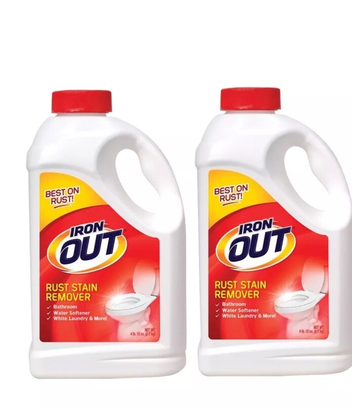 2~ IRON OUT Powder Multi Surface Rust Stain Remover Bowl Sink Cleaner 28oz ea