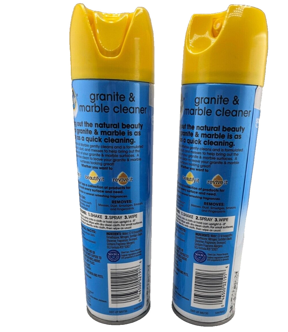 Pledge Granite & Marble Clean It Spray Citrus Sunshine 9.7 oz New 2pcs