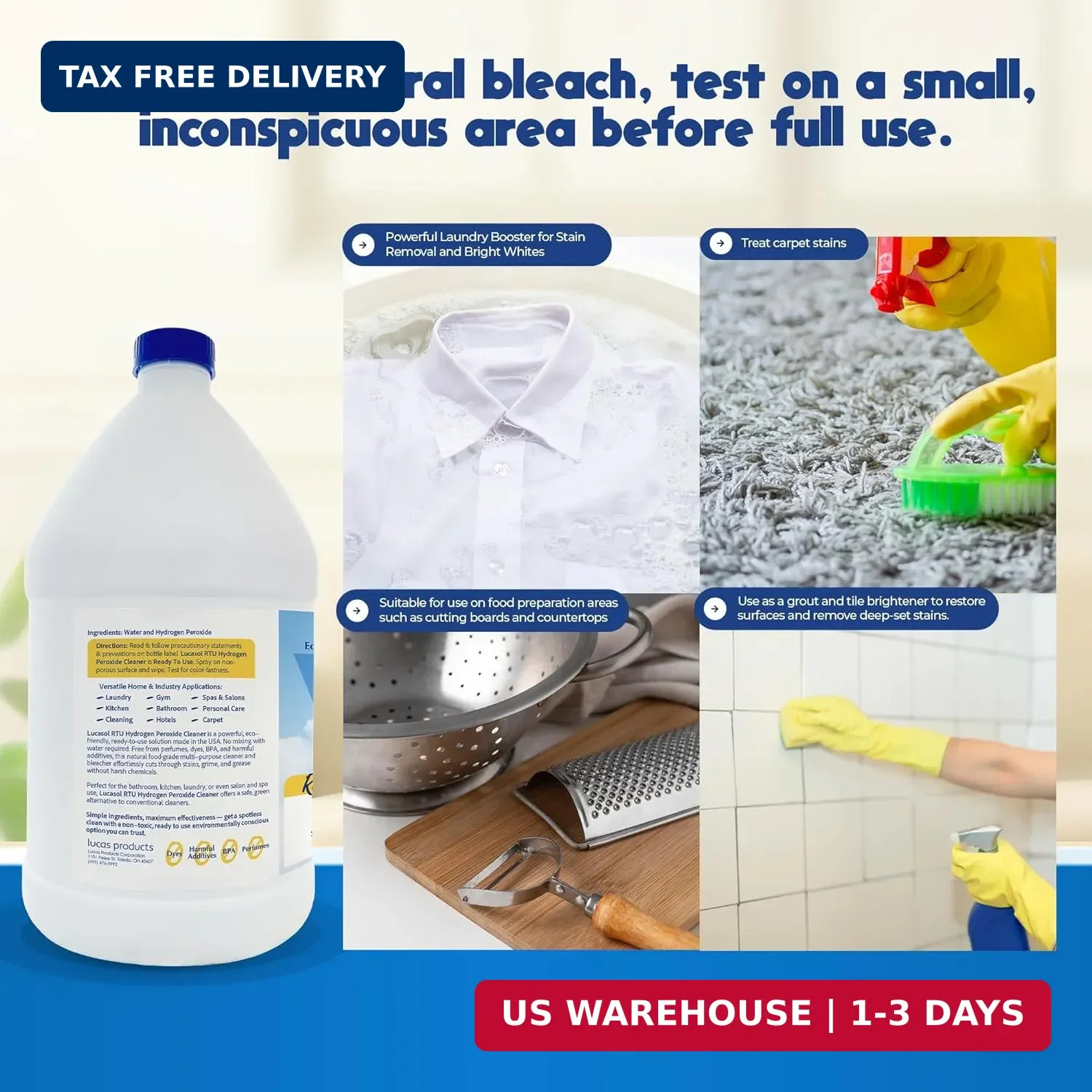 Lucasol Hydrogen Peroxide 3% Food Grade Ready to Use Cleaner – 1 Gallon (128 Fl