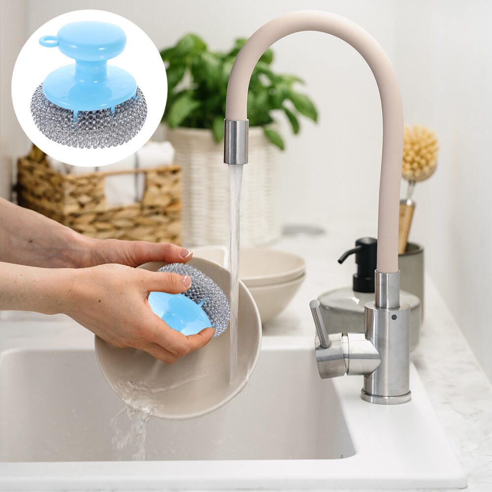 5 Sets Pot Metal Scrubber Pot Cleaning Brushes Pan Scrubber with Handle
