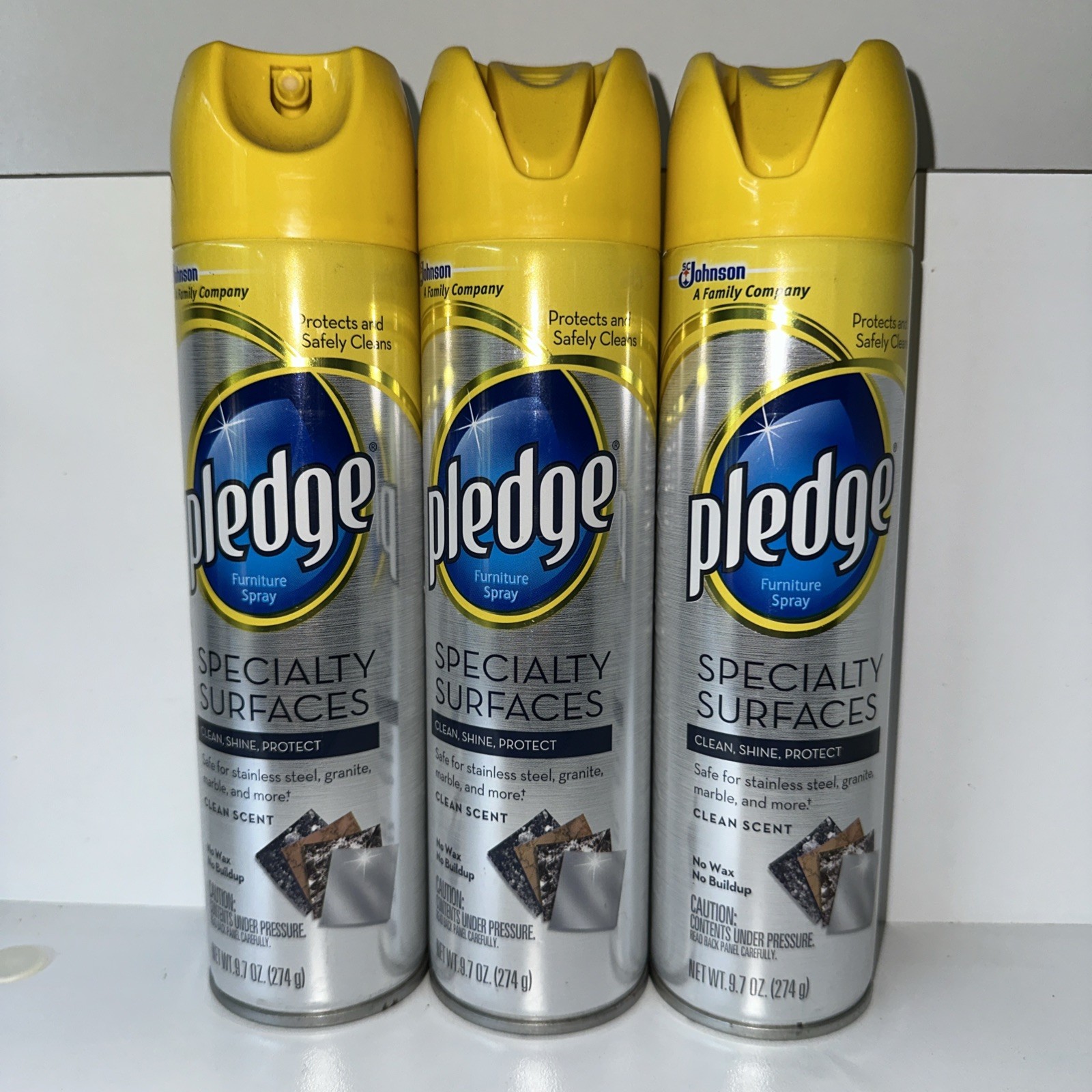 Pledge Specialty Surfaces Stainless Granite Stone Clean Scent Spray – 3 Cans
