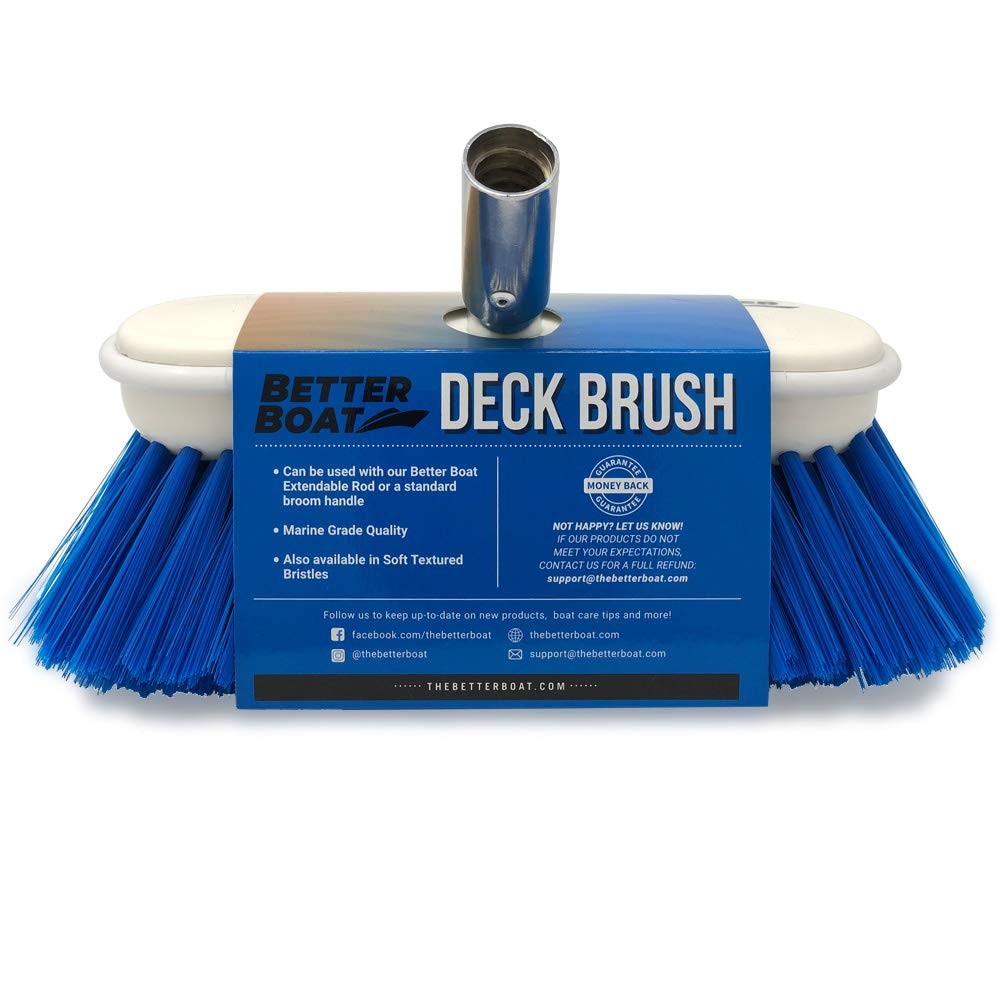 Medium Boat Deck Brush, Heavy-Duty Brush Head, 8″ Bristle with Bumper, 3/4″ T…