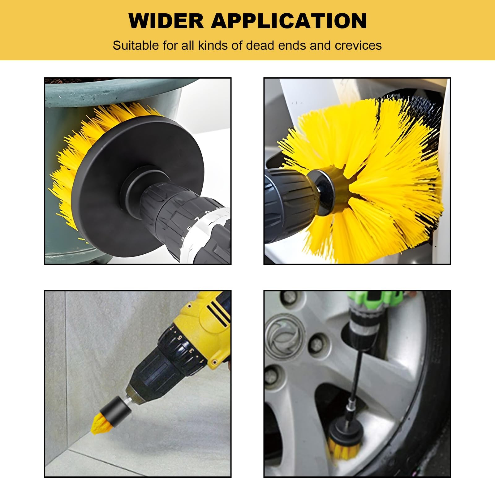 6PCS Drill Brush Attachment Set, 1/4in Power Scrubber Cleaning Brushes with E…