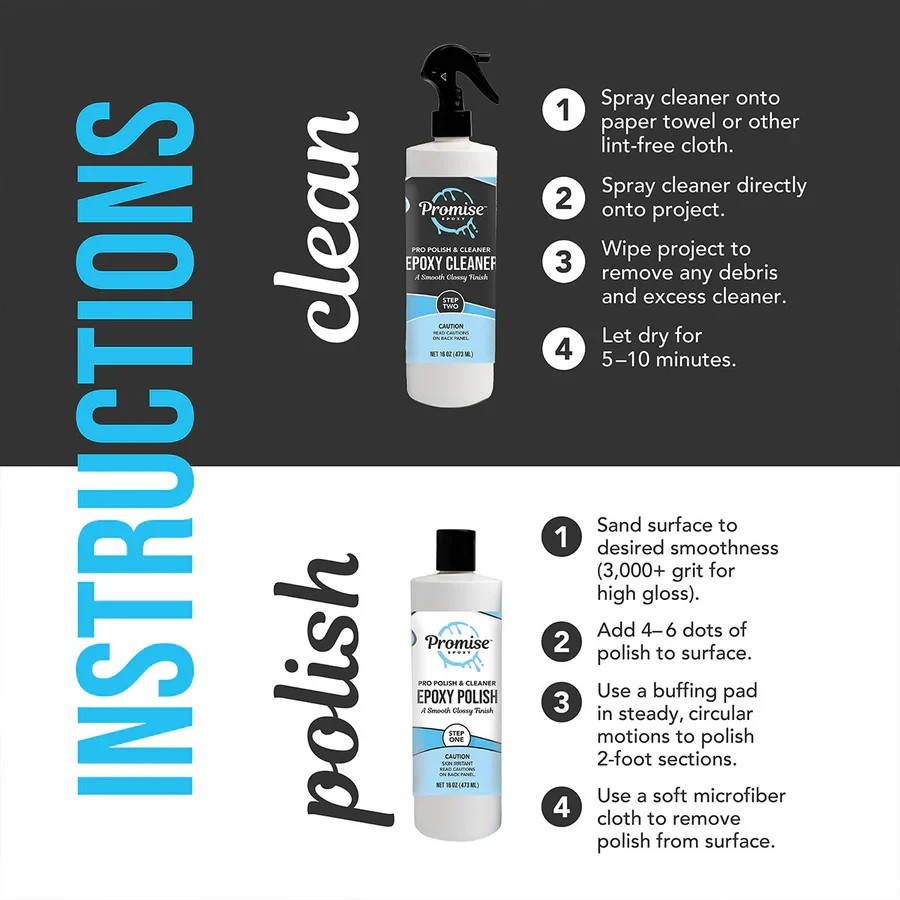 Promise Epoxy – 32 Ounce Kit of Pro Polish (16oz) & Cleaner (16oz)