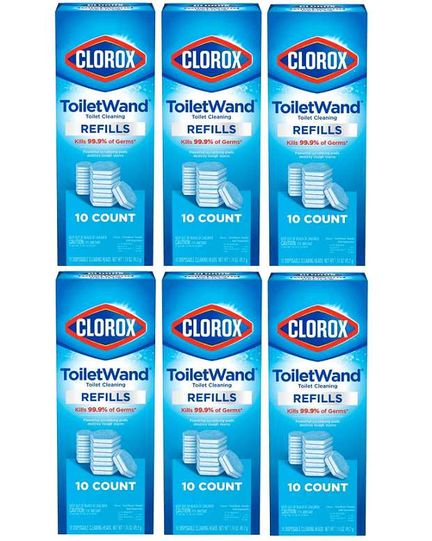 6-PACK Clorox Scentiva Coconut and Waterlily ToiletWand Pad Cleaner Refills -…