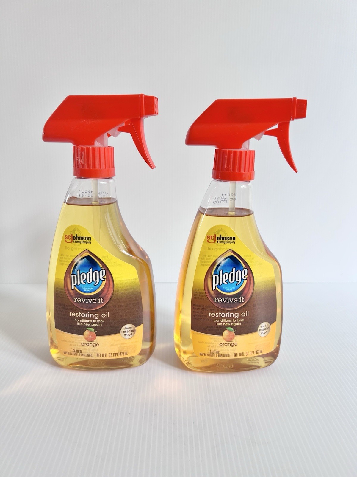 TWO Pledge Revive It Restoring Oil ORANGE Sealed Unsealed Wood Conditioner Spray