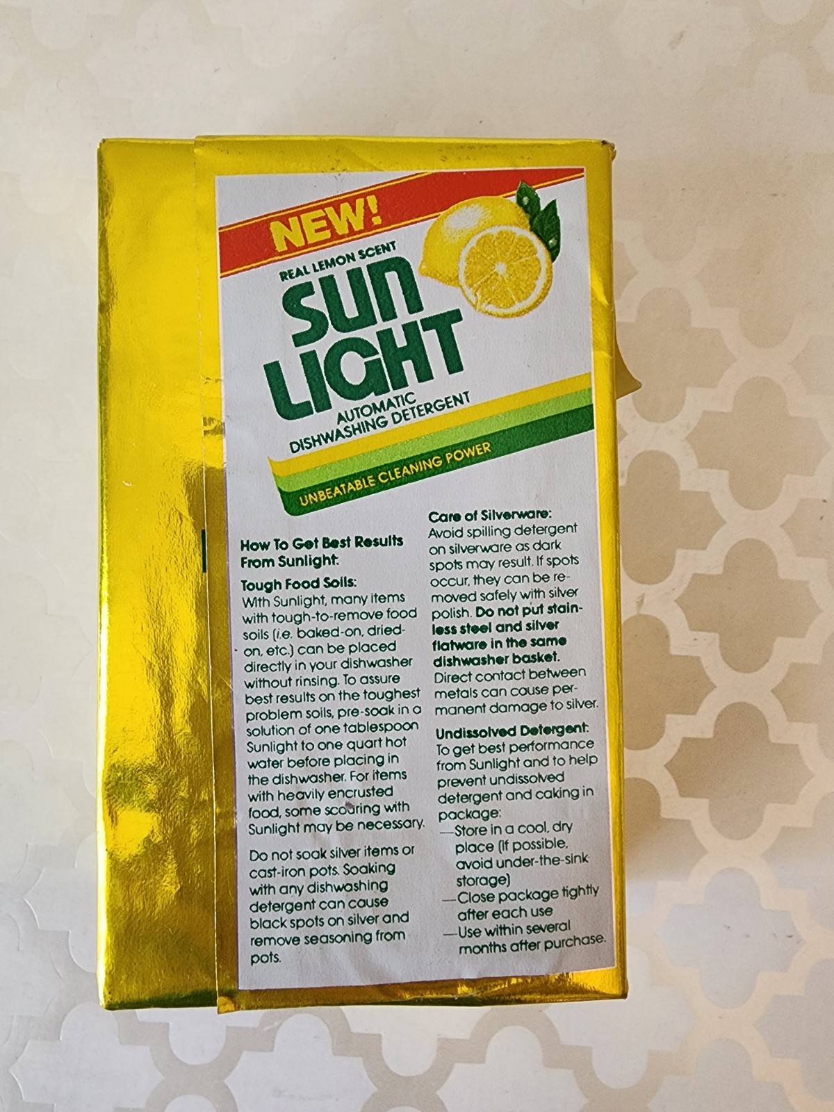 Vtg New Sun Light Dishwasher Detergent Soap 5.8oz Full Lemon Scent Prop