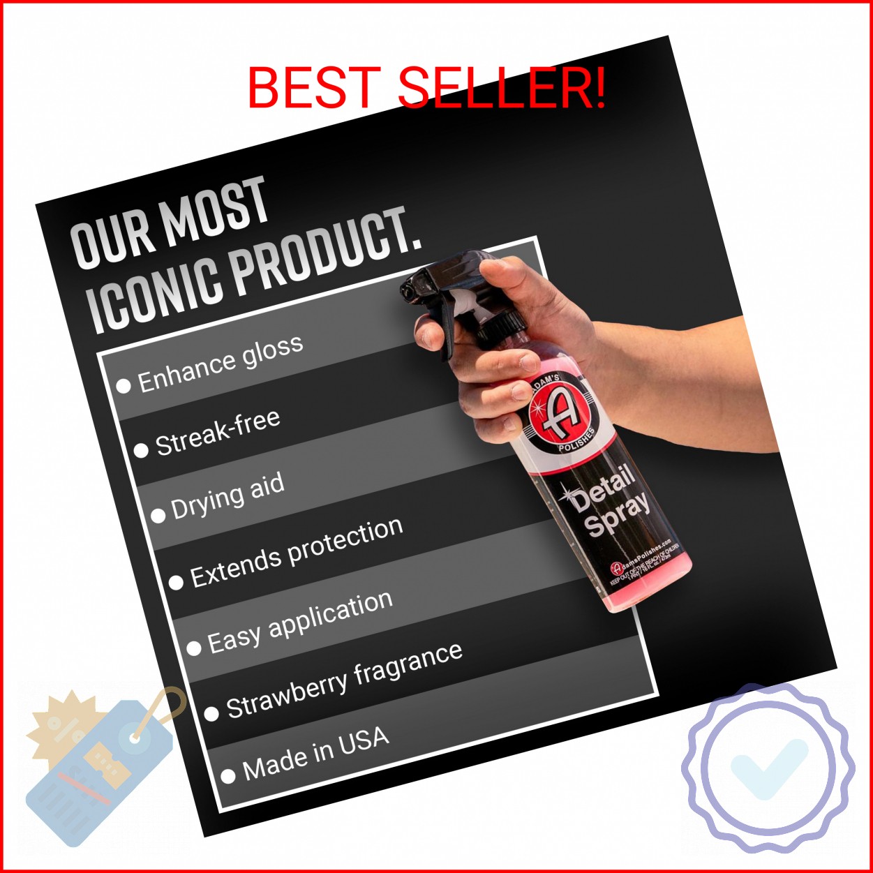 Adam’s Detail Spray (16 fl. oz) – Quick Waterless Car Detailer | Polisher Clay B
