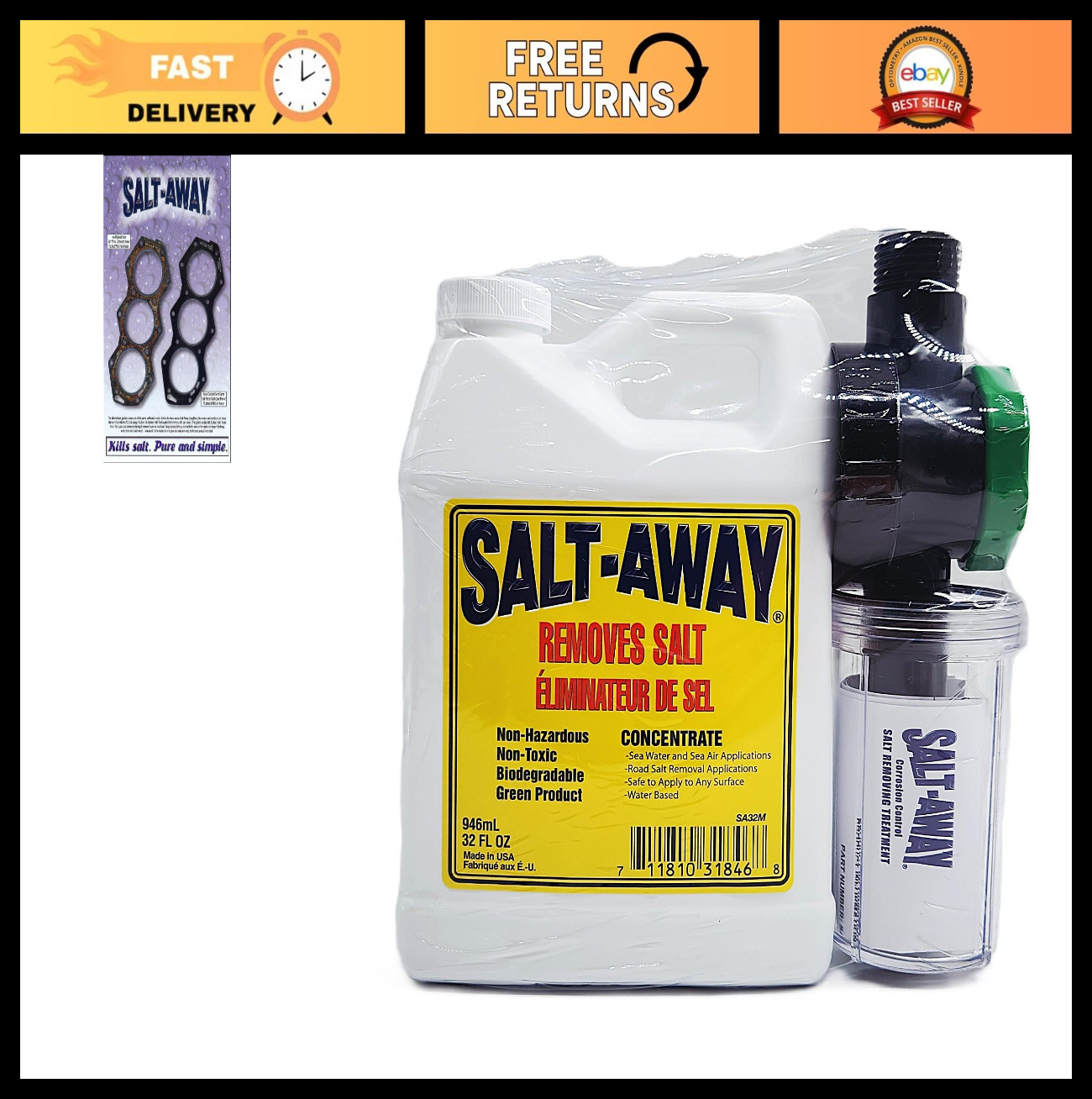 Concentrated Salt Remover Kit with Mixing Unit – 32 fl oz (946 ml) for Boats & E