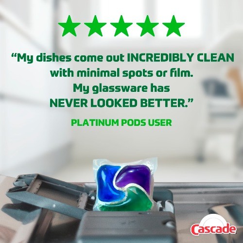 Cascade Fresh Platinum Pods Dishwasher Detergents – 34ct