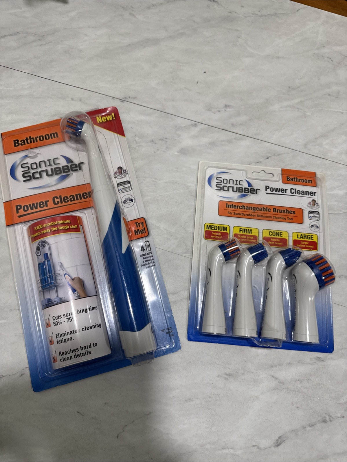 Sonic Scrubber Power Cleaner Plus & Interchangeable Brushes 4 Pack Bathroom New