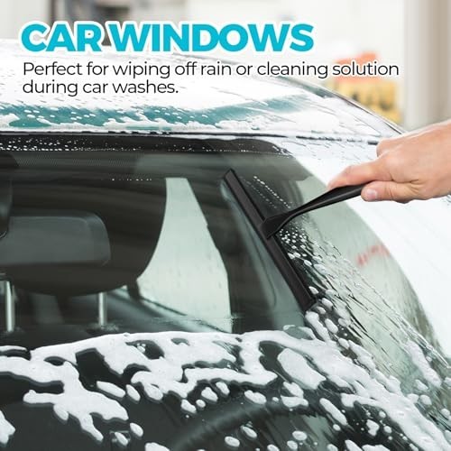 12″ Shower Squeegee 2-Pack – Stainless Steel, Black for Glass, Tiles, Windows &