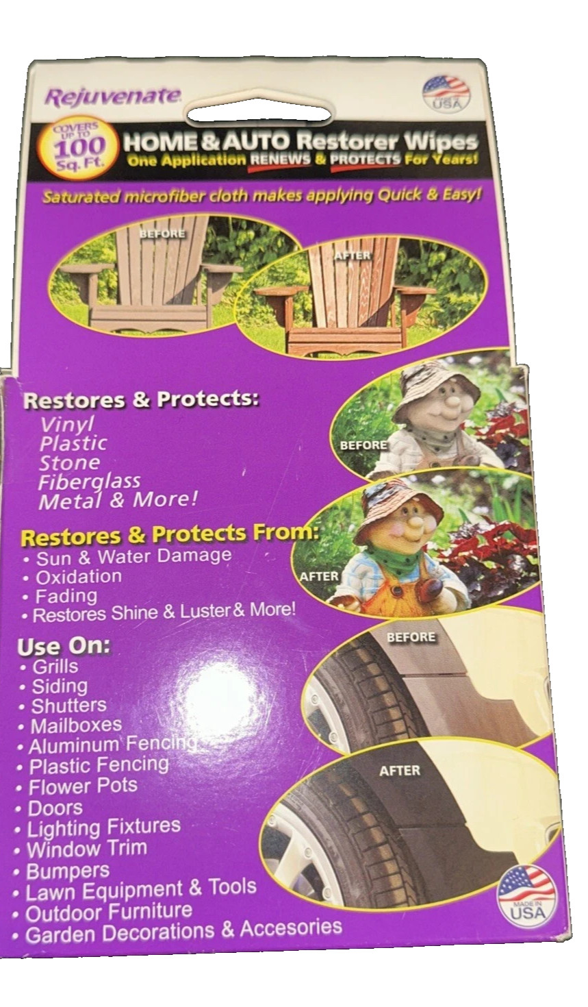 Rejuvenate Restorer Wipes 5 Pack Microfiber Indoor Outdoor Surface Cleaner NEW