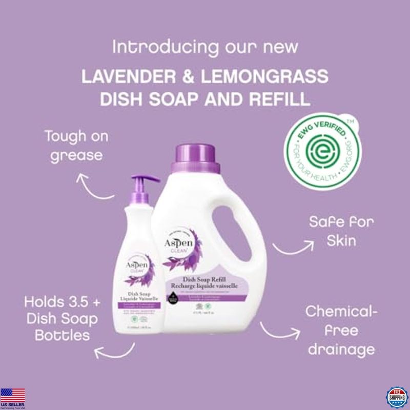 Natural Lavender Lemongrass Dish Soap – Organic, Vegan, Eco-Friendly,