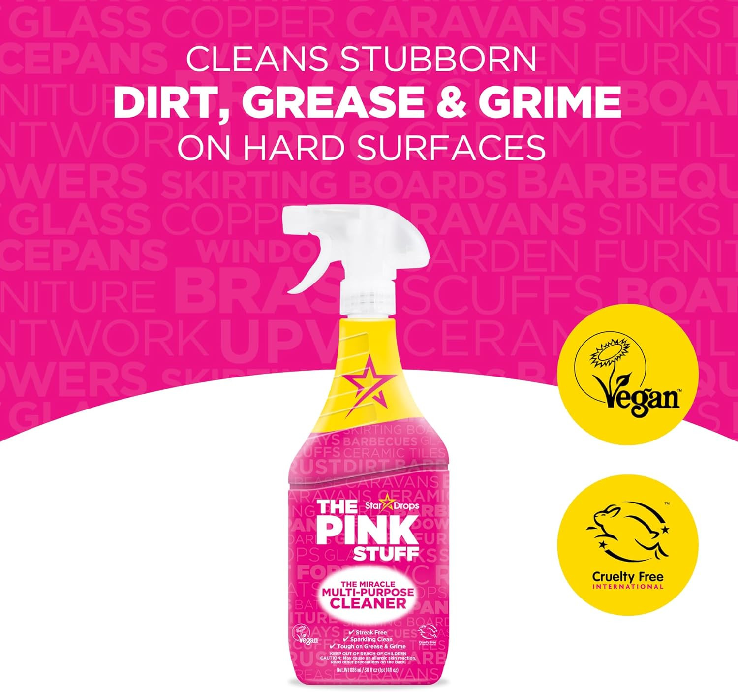 The Pink Stuff Miracle Multi-Purpose Cleaner Spray, 30 Fl Oz – Now 20% More! Pow