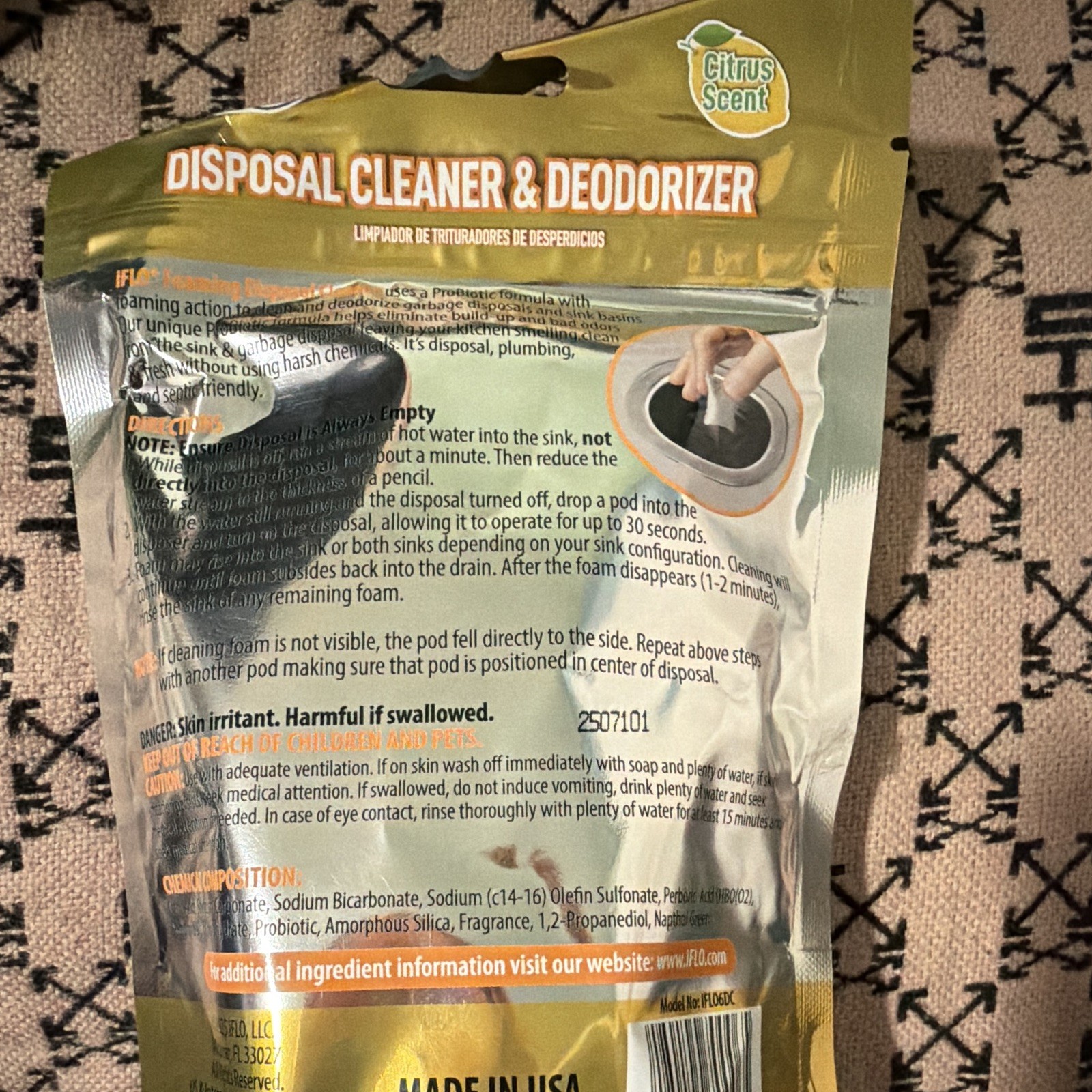 iFLO iFLOBiotic Sink Disposal Cleaner Deodorizer Citrus 6 Pods 7.2oz IFLO6DC