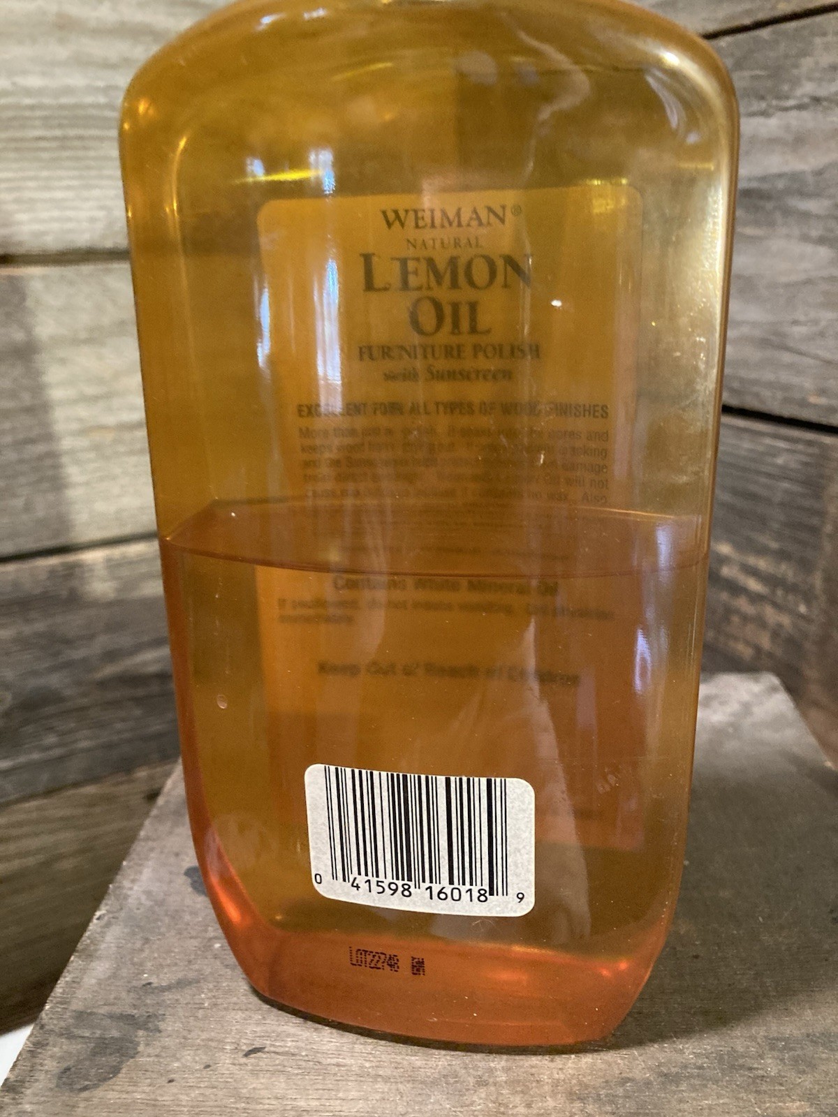 Weiman Lemon Oil Furniture Wood Polish with UV15 Sunscreen Bottle 50% Full
