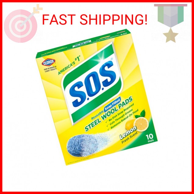 S.O.S Steel Wool Soap Pads, Lemon Fresh, 10 Count