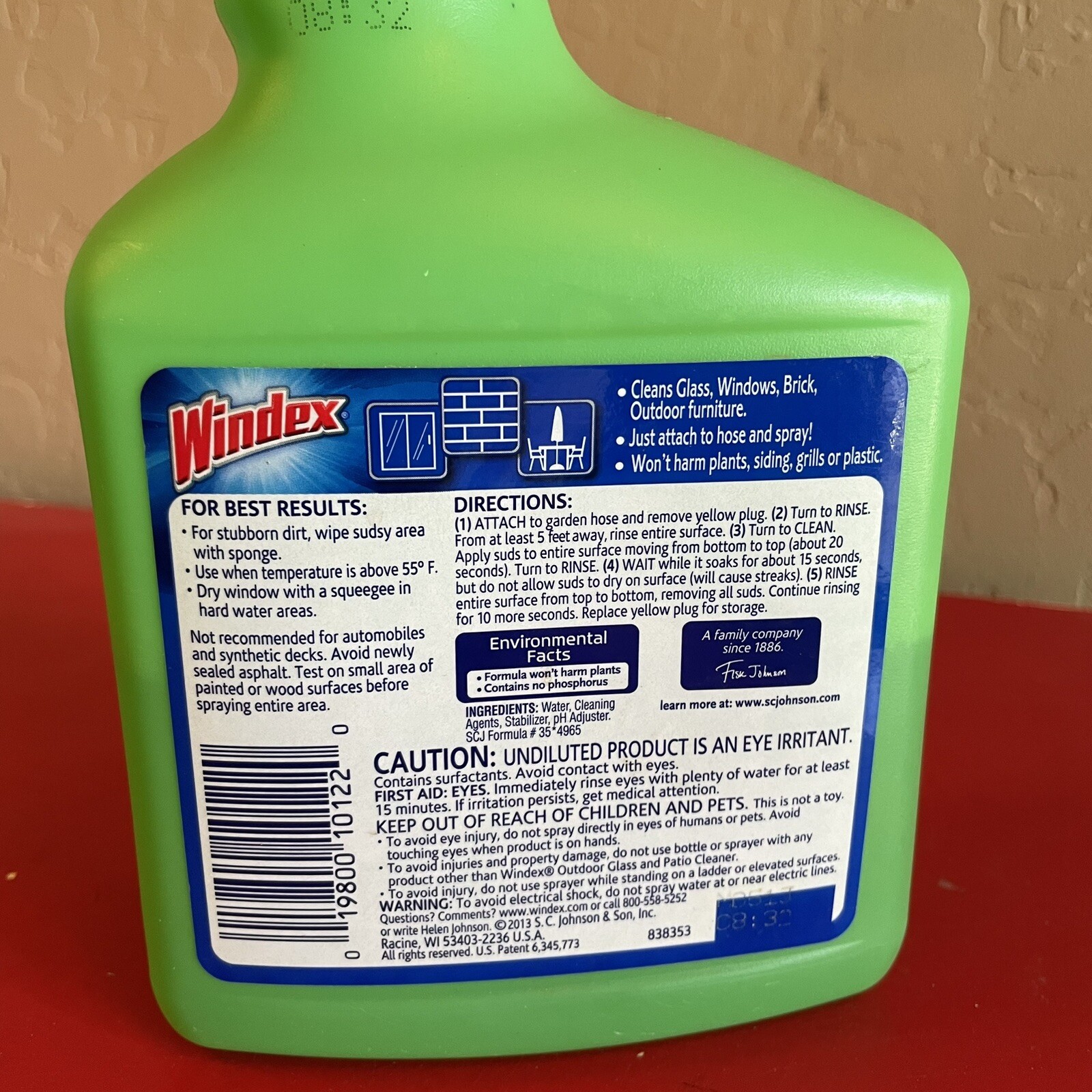 Windex OUTDOOR Glass Patio Cleaner 32 oz. Hose Spray Streak-Free Shine